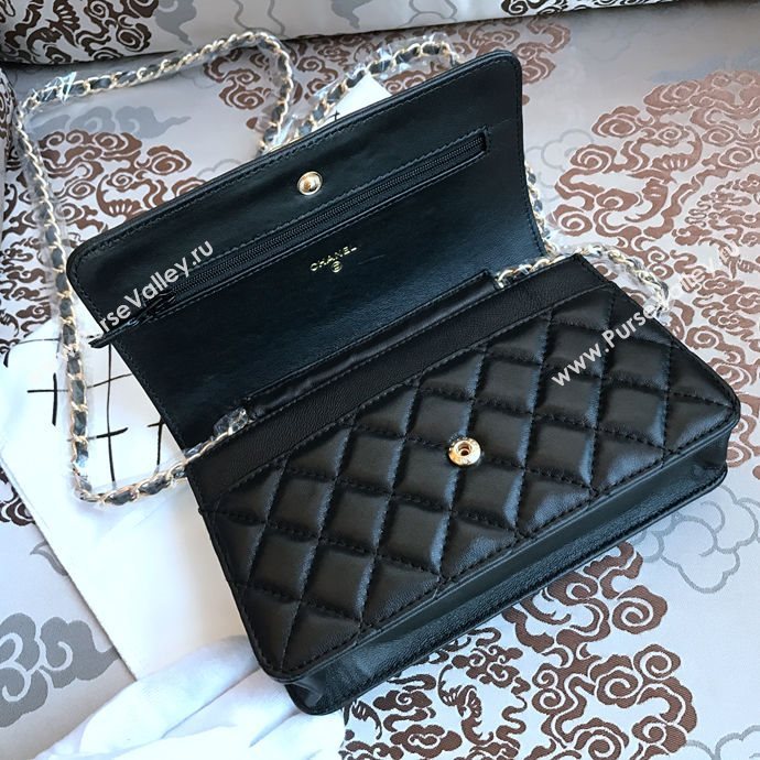 Chanel 33815 leather small woc handbag black bag 5638