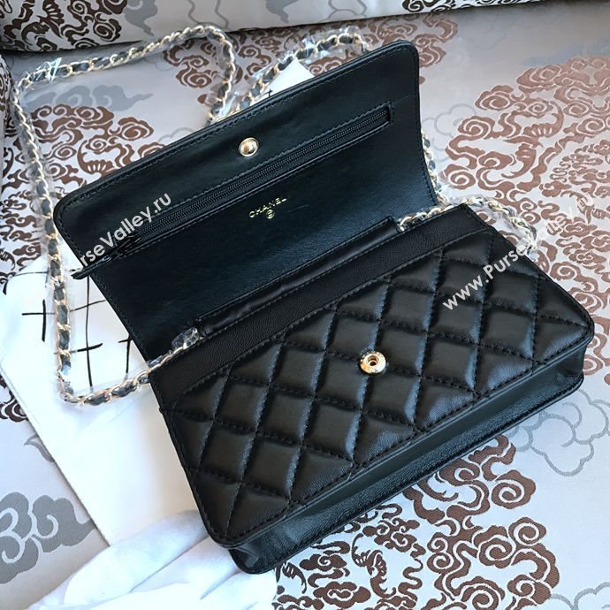 Chanel 33815 leather small woc handbag black bag 5638