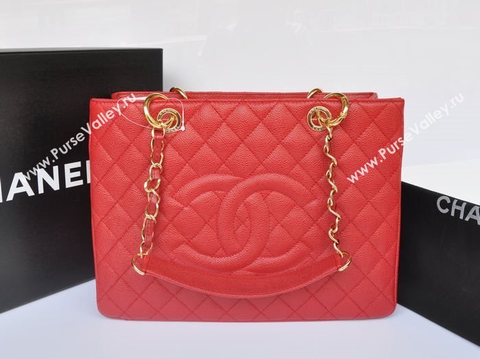 Chanel A36092 caviar lambskin gst shopping handbag red bag 5740