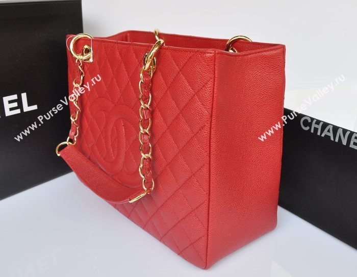 Chanel A36092 caviar lambskin gst shopping handbag red bag 5740