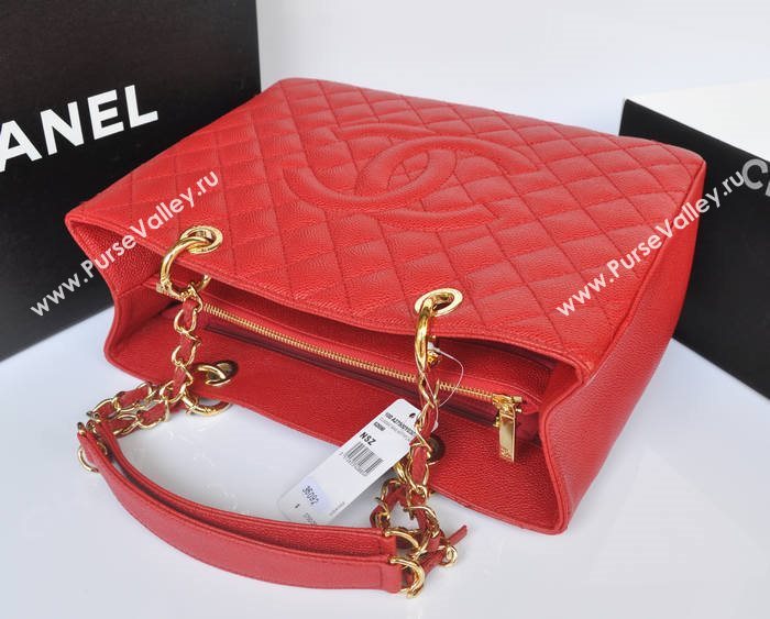 Chanel A36092 caviar lambskin gst shopping handbag red bag 5740