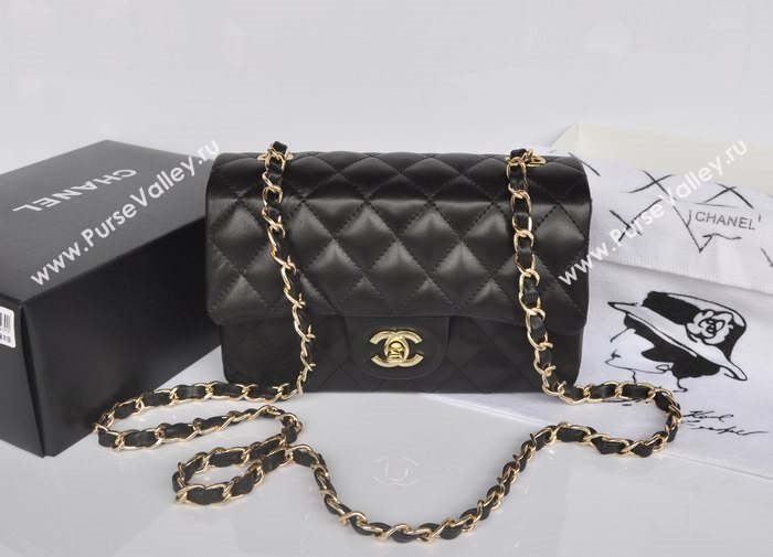 Chanel A1116 lambskin small classic flap handbag black bag 5741