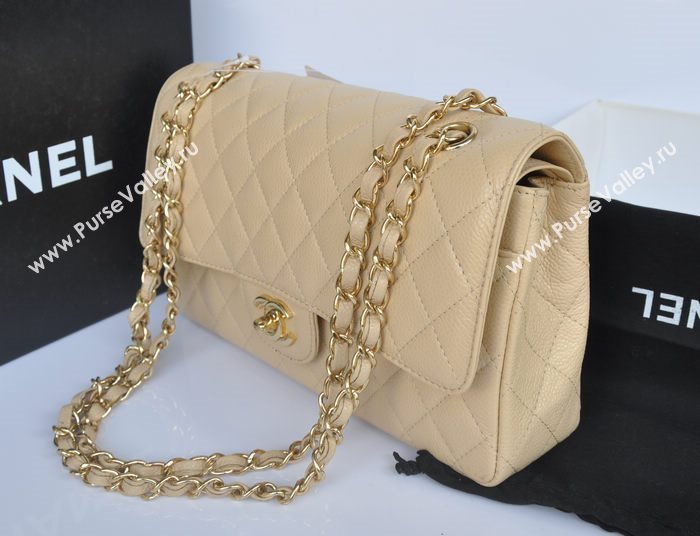 Chanel A1112 caviar lambskin classic flap handbag apricot bag 5742