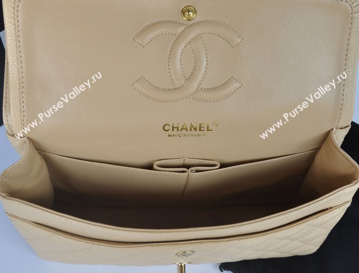 Chanel A1112 caviar lambskin classic flap handbag apricot bag 5742