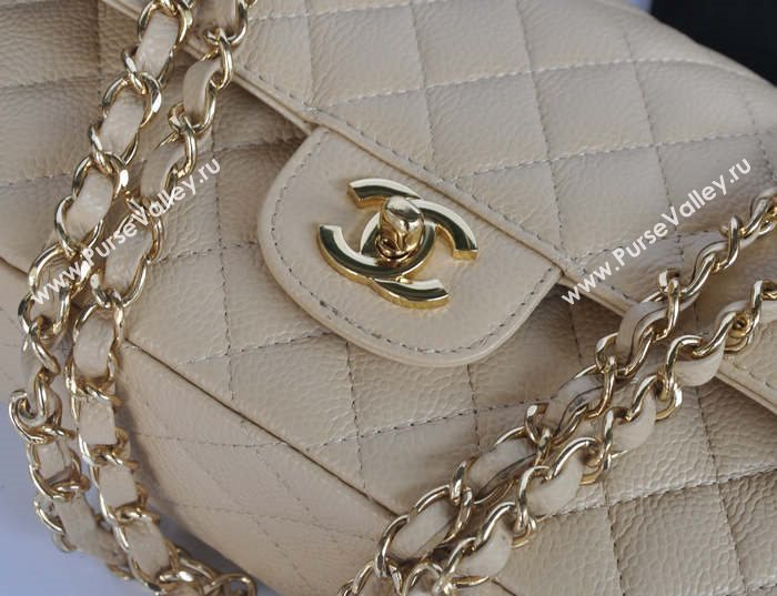 Chanel A1112 caviar lambskin classic flap handbag apricot bag 5742