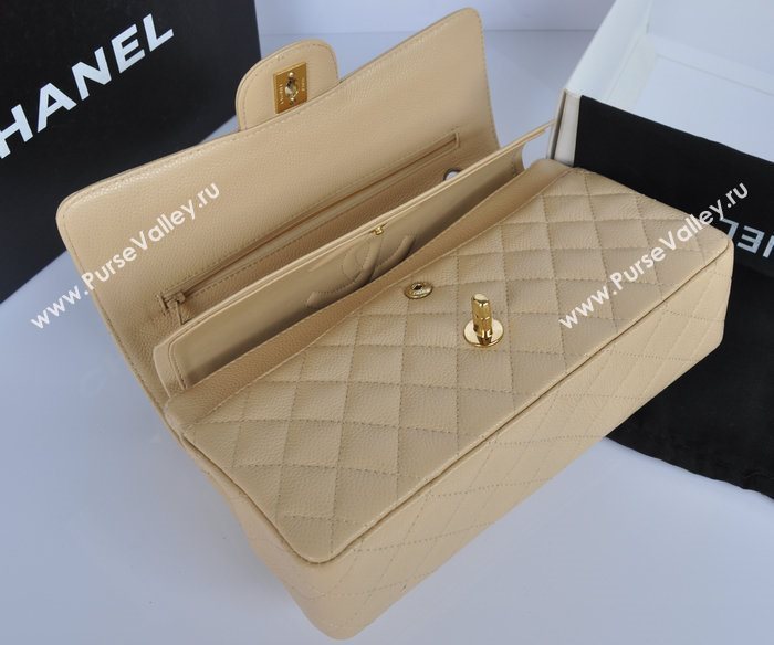 Chanel A1112 caviar lambskin classic flap handbag apricot bag 5742