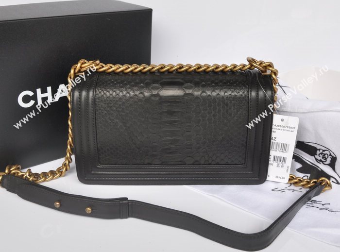 Chanel A66095 python leather medium le boy handbag black bag 5743