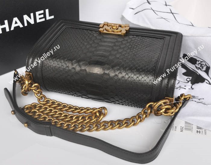 Chanel A66095 python leather medium le boy handbag black bag 5743