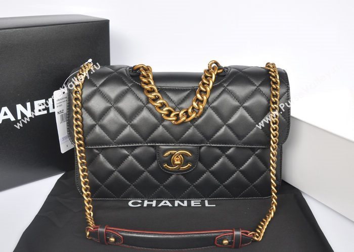 Chanel A37008 lambskin large classic flap handbag black bag 5749