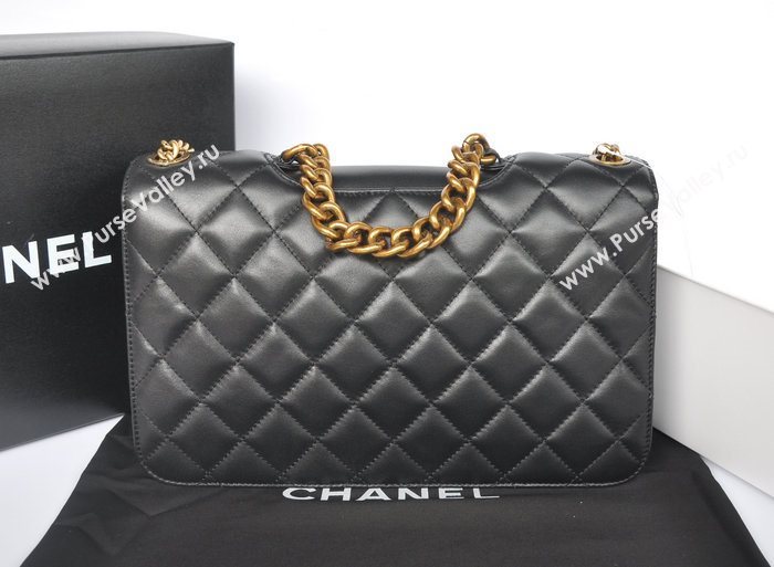 Chanel A37008 lambskin large classic flap handbag black bag 5749