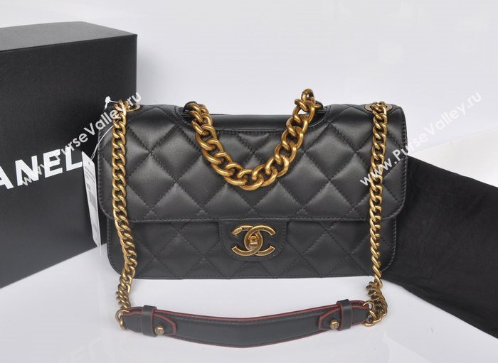 Chanel A37007 lambskin classic flap handbag black bag 5751