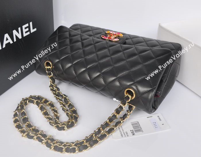 Chanel A1112 lambskin classic flap handbag black bag 5755