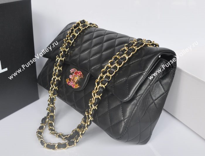 Chanel A1112 lambskin classic flap handbag black bag 5755