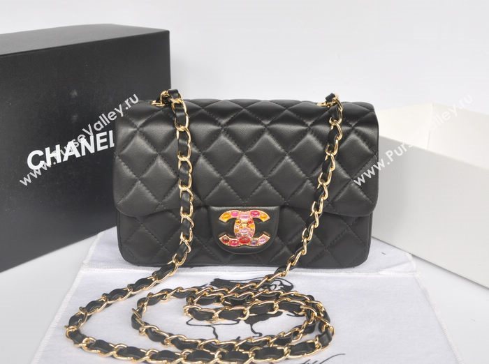 Chanel A1116 lambskin small classic flap handbag black bag 5756