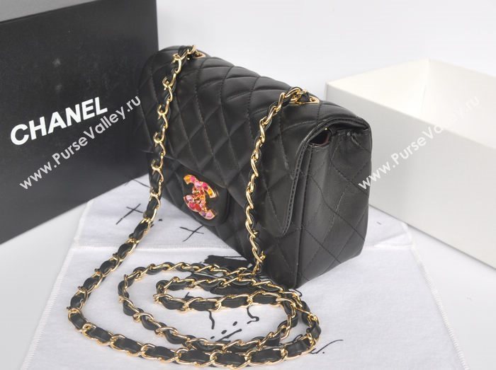 Chanel A1116 lambskin small classic flap handbag black bag 5756