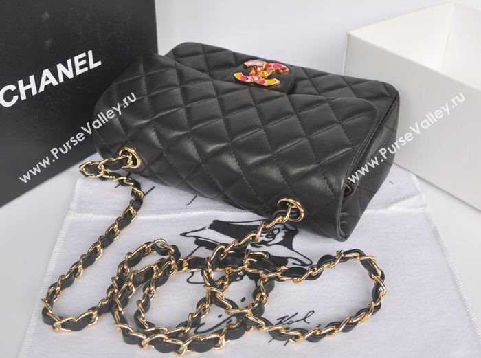 Chanel A1116 lambskin small classic flap handbag black bag 5756