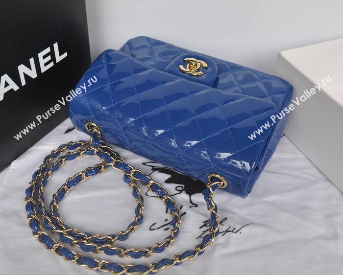 Chanel A1116 paint lambskin small classic flap handbag blue bag 5757