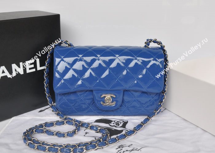 Chanel A1116 paint lambskin small classic flap handbag blue bag 5758