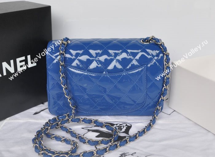 Chanel A1116 paint lambskin small classic flap handbag blue bag 5758