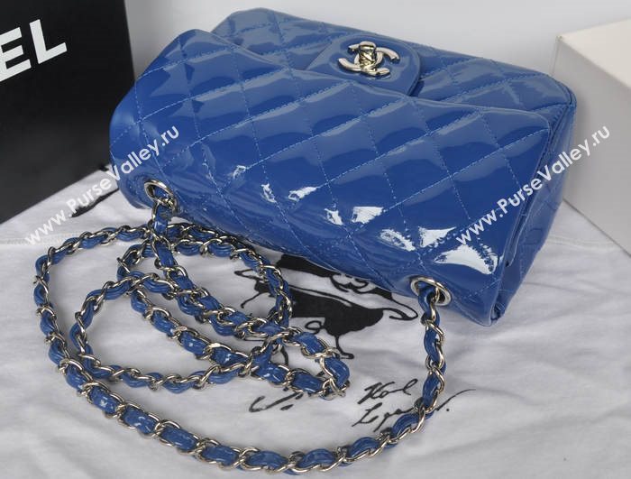 Chanel A1116 paint lambskin small classic flap handbag blue bag 5758