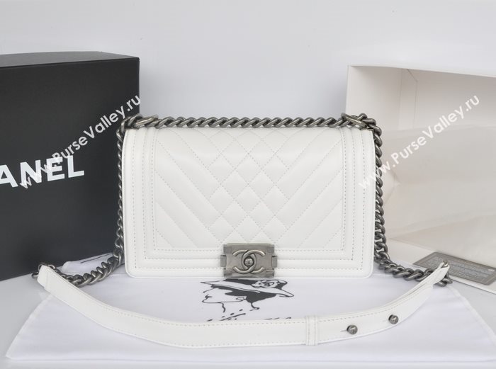 Chanel A90191 lambskin new le boy handbag white bag 5760