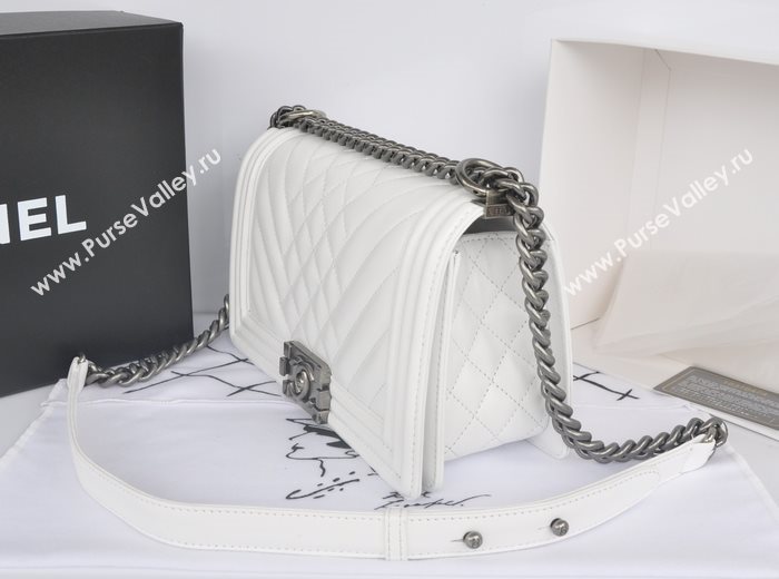 Chanel A90191 lambskin new le boy handbag white bag 5760