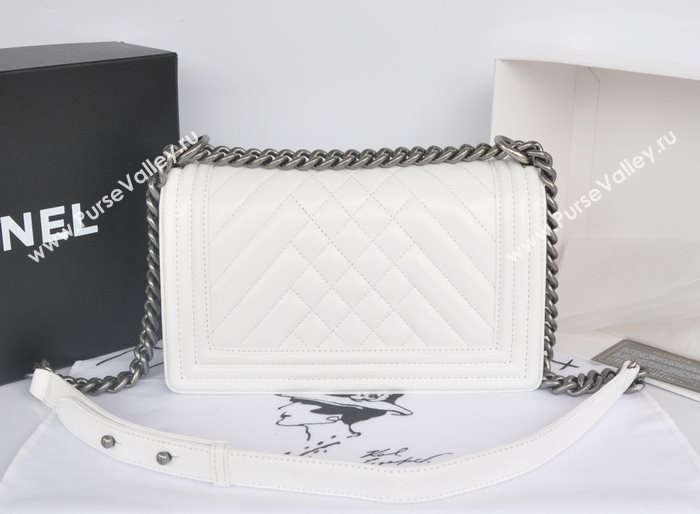 Chanel A90191 lambskin new le boy handbag white bag 5760