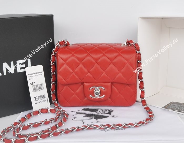 Chanel A1115 lambskin small classic flap handbag red bag 5761