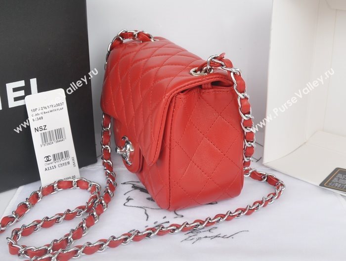 Chanel A1115 lambskin small classic flap handbag red bag 5761