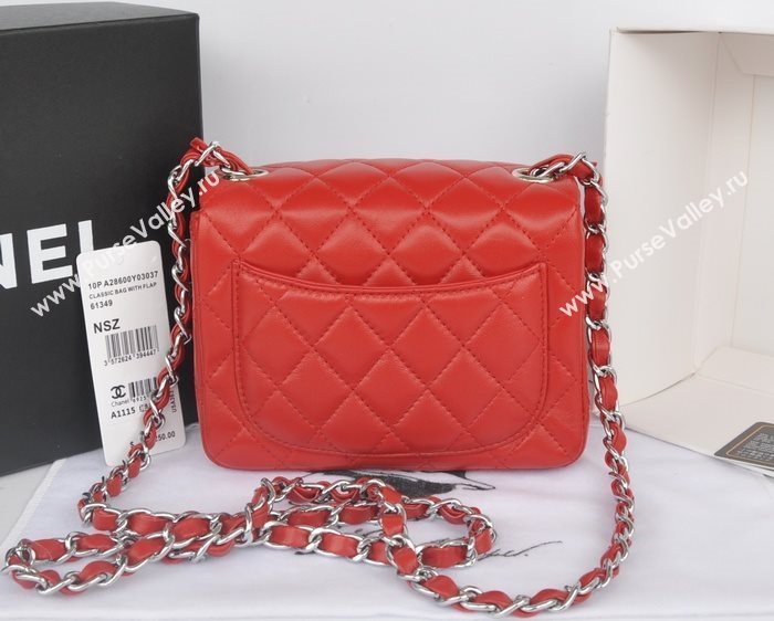 Chanel A1115 lambskin small classic flap handbag red bag 5761