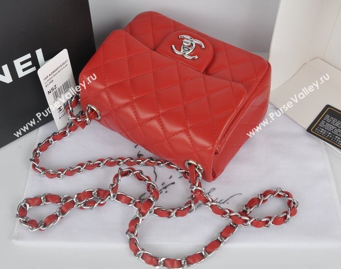 Chanel A1115 lambskin small classic flap handbag red bag 5761