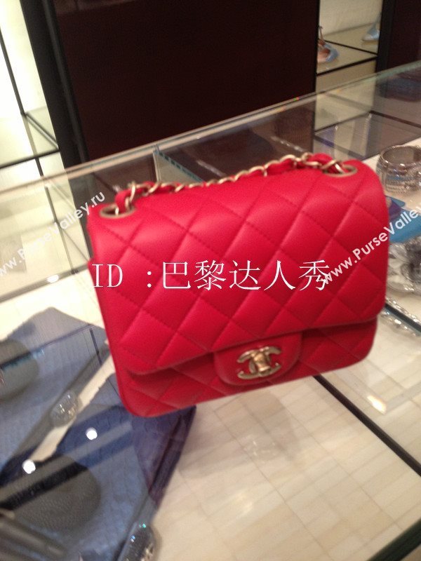 Chanel A1115 lambskin small classic flap handbag red bag 5761