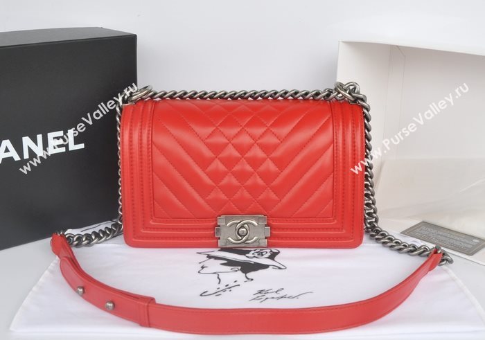 Chanel A90191 lambskin new le boy handbag red bag 5764