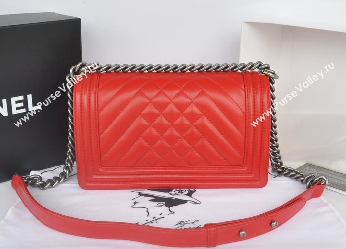 Chanel A90191 lambskin new le boy handbag red bag 5764