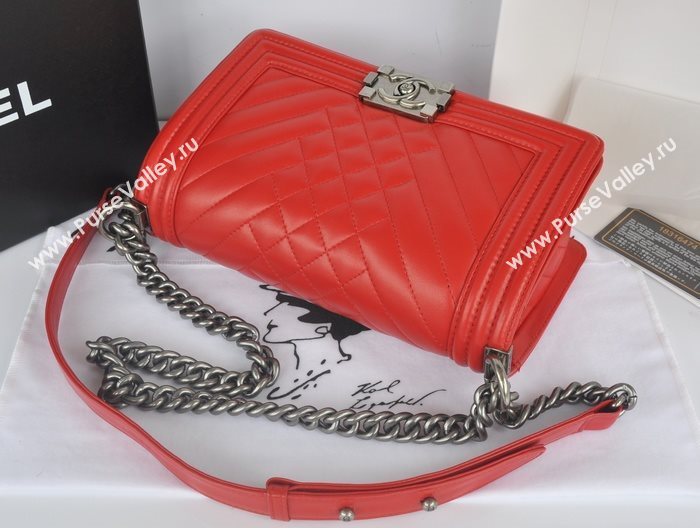 Chanel A90191 lambskin new le boy handbag red bag 5764