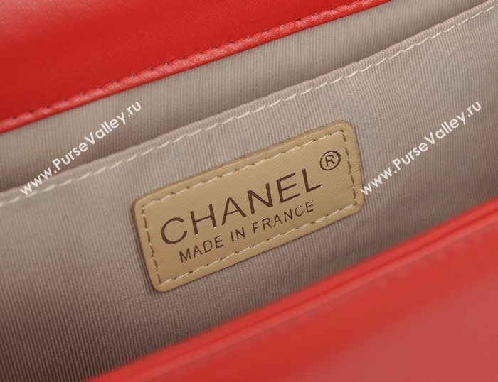 Chanel A90191 lambskin new le boy handbag red bag 5764