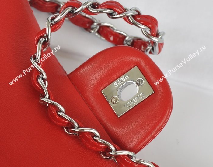 Chanel A1116 paint lambskin small classic flap handbag red bag 5767