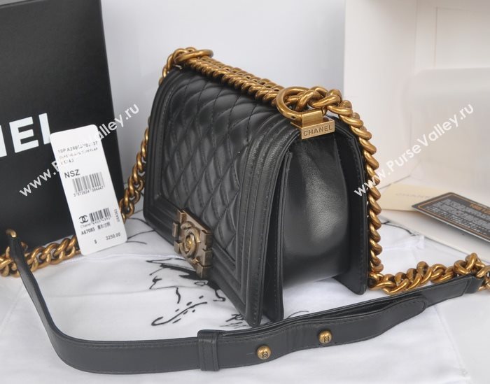 Chanel A67085 lambskin small le boy handbag black bag 5768