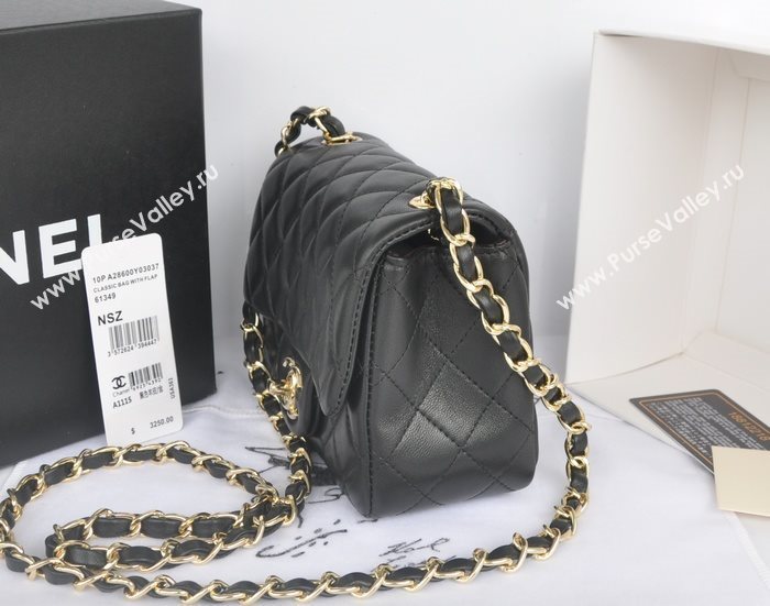 Chanel A1115 lambskin small classic flap handbag black bag 5770