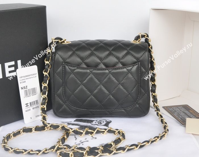 Chanel A1115 lambskin small classic flap handbag black bag 5770