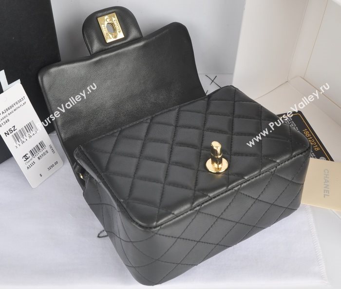 Chanel A1115 lambskin small classic flap handbag black bag 5770