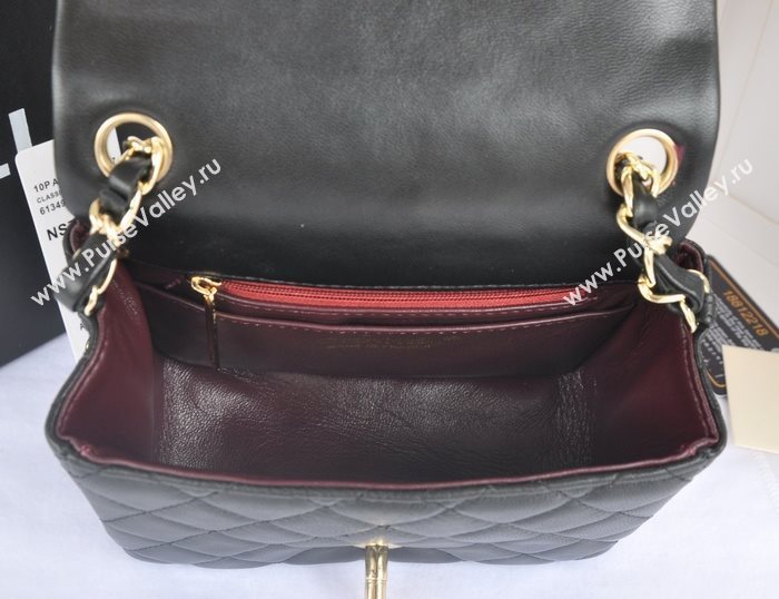 Chanel A1115 lambskin small classic flap handbag black bag 5770