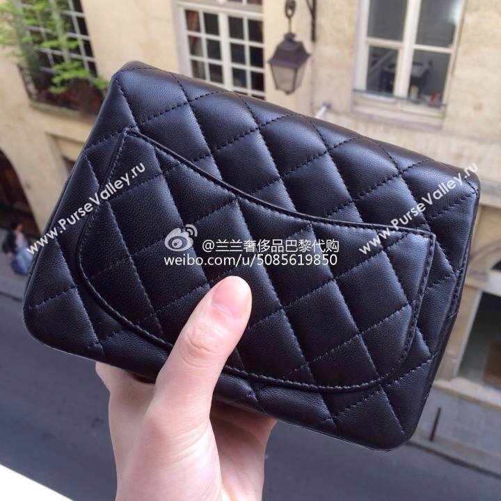 Chanel A1115 lambskin small classic flap handbag black bag 5770