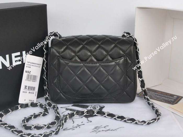 Chanel A1115 lambskin small classic flap handbag black bag 5771
