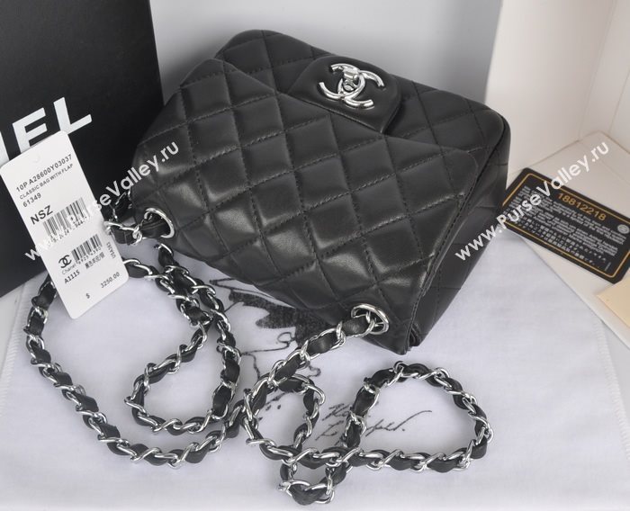 Chanel A1115 lambskin small classic flap handbag black bag 5771