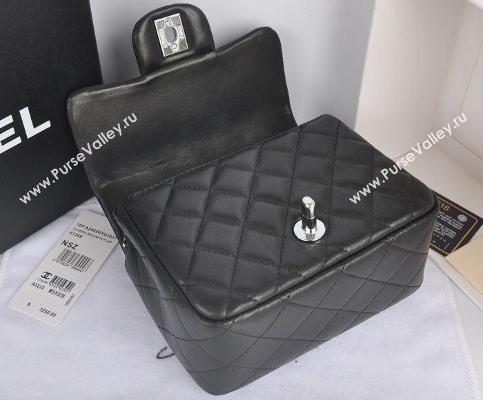 Chanel A1115 lambskin small classic flap handbag black bag 5771