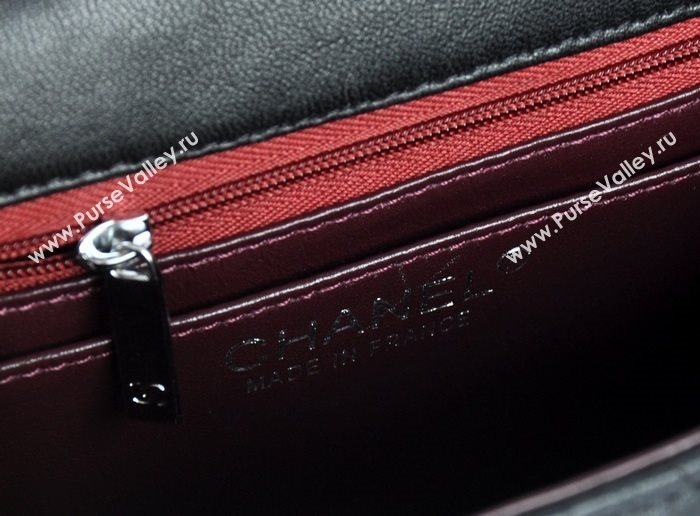 Chanel A1115 lambskin small classic flap handbag black bag 5771