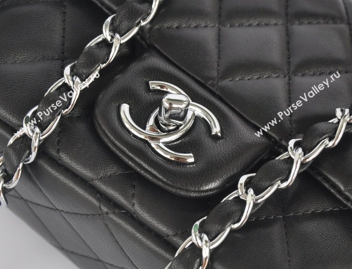 Chanel A1115 lambskin small classic flap handbag black bag 5771