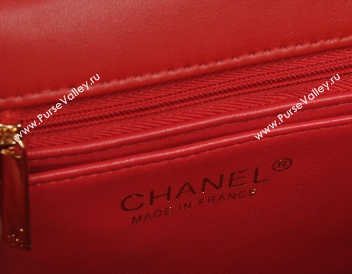 Chanel A1115 lambskin small classic flap handbag red bag 5772