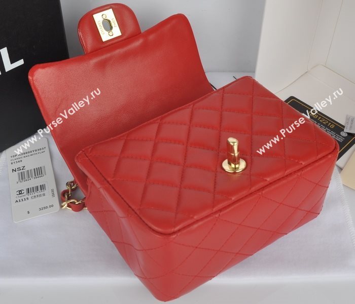 Chanel A1115 lambskin small classic flap handbag red bag 5772